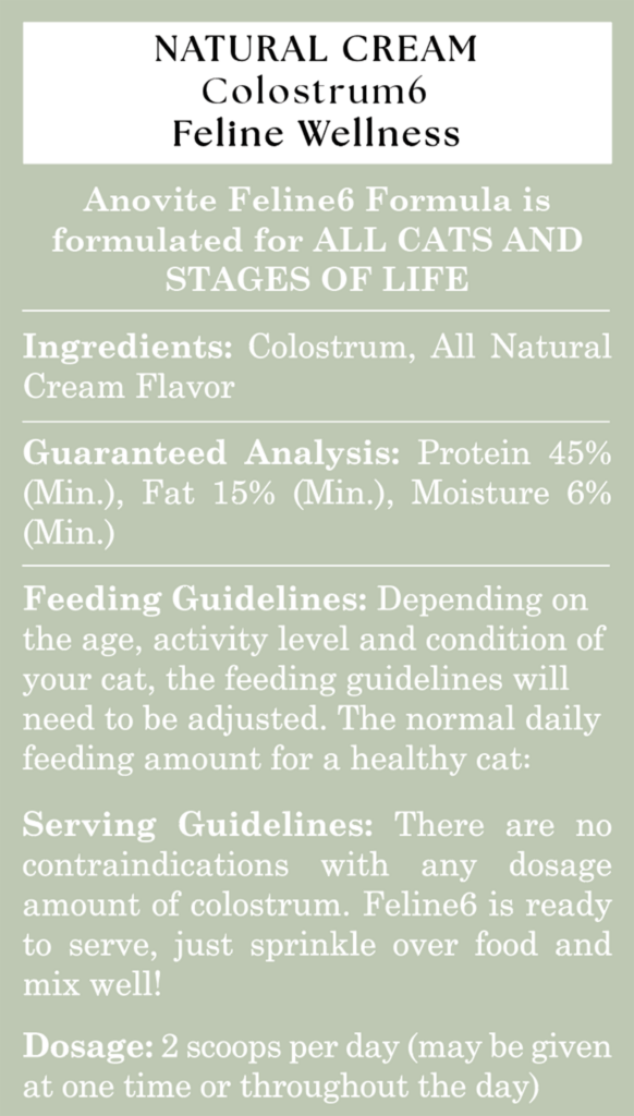 Anovité Feline6 supplement facts