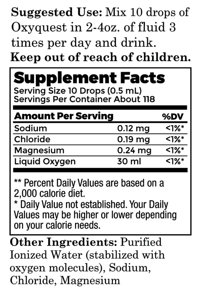 Anovité OxyQuest supplement facts