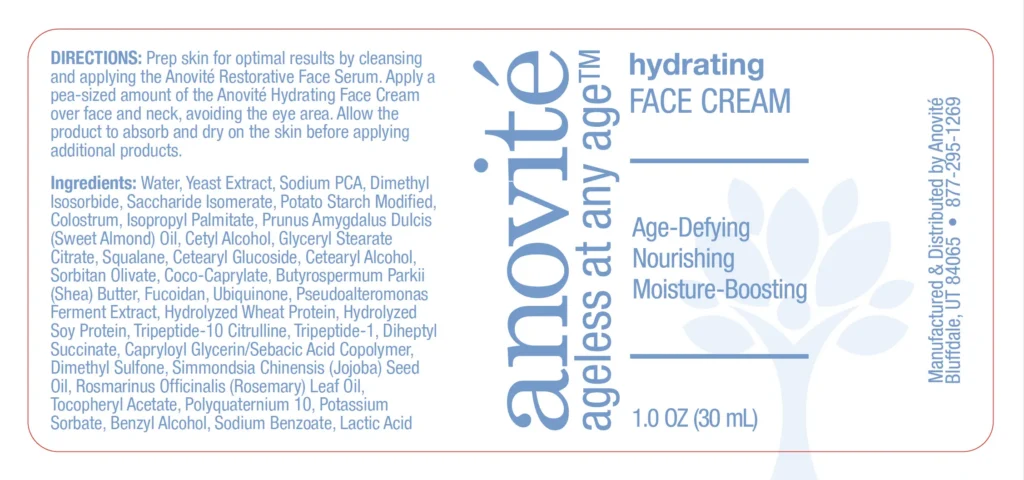 Anovité Face Cream label
